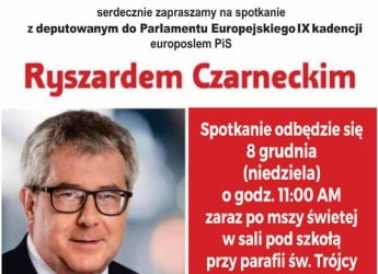 Chicago-Illinois: Zaproszenie na spotkanie Ryszardem Czarneckim 8 grudnia godz. 11:00
