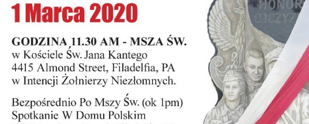 Filadelfia: Zaproszenie na Centralne Uroczystości na Wschodnim Wybrzeżu USA z Okazji NARODOWEGO DNIA PAMIĘCI ŻOŁNIERZY WYKLĘTYCH