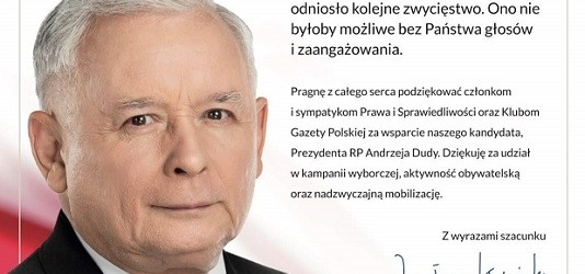 Jarosław Kaczyński dziękuje Klubom „Gazety Polskiej”: środowisko PiS odniosło kolejne zwycięstwo