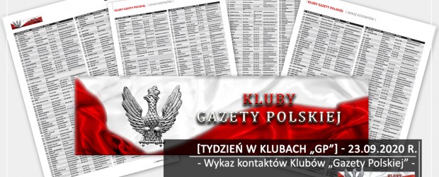 [Tydzień w Klubach „GP”] Wykaz kontaktów Klubów „Gazety Polskiej”