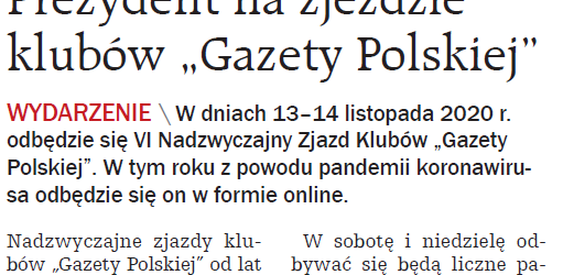GPC | Prezydent na zjeździe klubów „Gazety Polskiej”