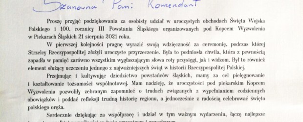 GLIWICE | Podziękowanie od Prezydent Piekar Śląskich dla Marty Święcickiej