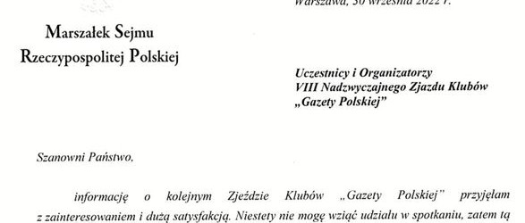 Wnikliwe oceny, aktywność, przywiązanie do wartości… Witek gratuluje Klubom „GP” postawy
