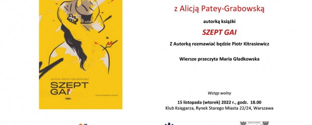 ZAPROSZENIE do Klubu Księgarza na spotkanie z Panią Alicją Patey-Grabowską |