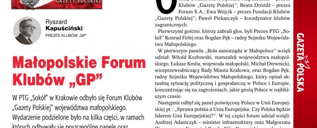 TYDZIEŃ W KLUBACH „GAZETY POLSKIEJ” | Małopolskie Forum Klubów „GP”