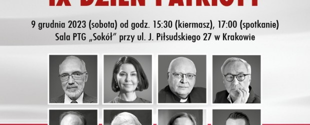 ZAPROSZENIE | Dzień Patrioty i spotkanie min. z Panem Profesorem Andrzejem Nowakiem i Premiera 6. tomu „Dziejów Polski”, 9 grudnia, godz. 17.00