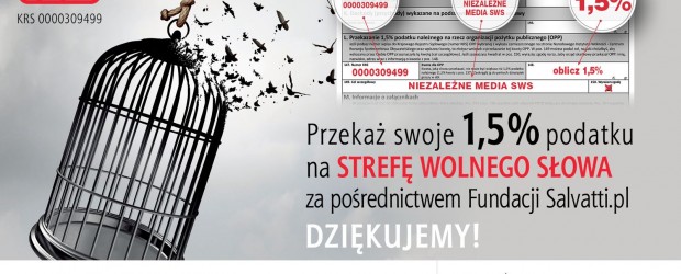Wspomóż Fundację Niezależne Media. Przekaż 1,5% na SWS. Dziękujemy!