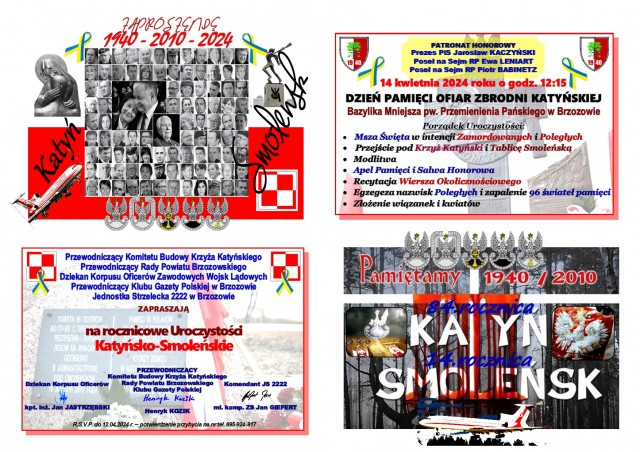 zaproszenie MEDIA S_DzPOZKatyń-84.rocz-14.rocz-KatSmoleńsk_BRZOZÓW_14 IV 2024