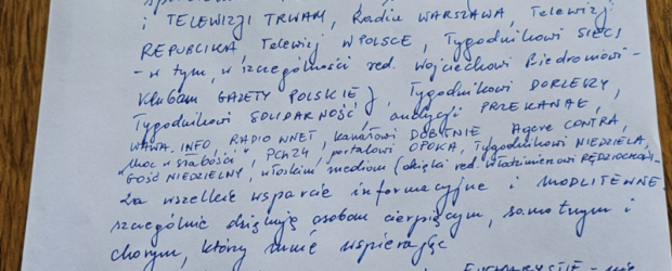 Ksiądz Olszewski podziękował Republice i Klubom „GP” [CAŁY LIST]
