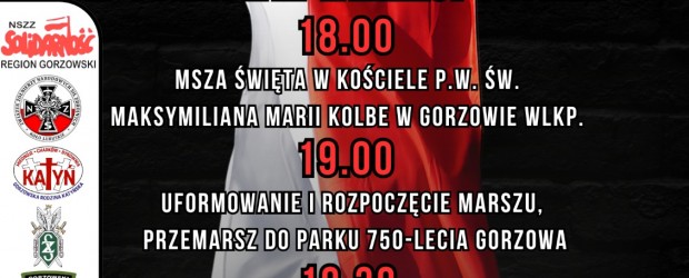 GORZÓW WIELKOPOLSKI | ZAPROSZENIE 1.03 – Marsz Pamięci Żołnierzy Wyklętych