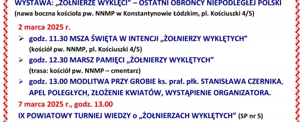 KONSTANTYNÓW ŁÓDZKI | 22.02 – 15.03 ZAPROSZENIE – Narodowy Dzień Pamięci „Żołnierzy Wyklętych”