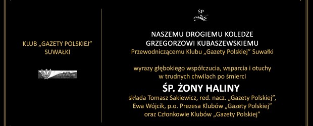 SUWAŁKI | Wyrazy głębokiego współczucia po stracie ŚP. Haliny Kubaszewskiej (ostatnie pożegnanie 29.05)