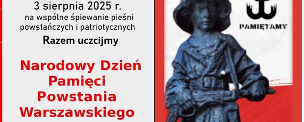 ALEKSANDRÓW ŁÓDZKI | ZAPROSZENIE 1/3.08 – Narodowy Dzień Pamięci Powstania Warszawskiego