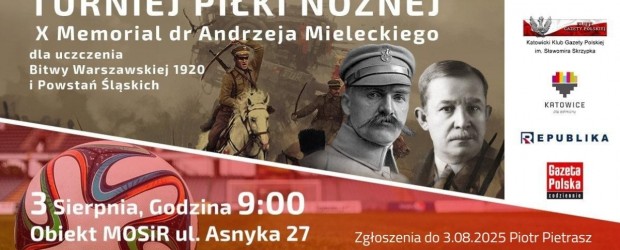 KATOWICE | ZAPROSZENIE 3.08 – X Memoriał dr Andrzeja Mieleckiego – Turniej Piłki Nożnej