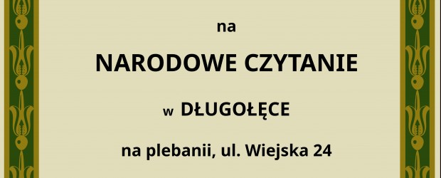 DŁUGOŁĘKA | ZAPROSZENIE – 06.09 Narodowe Czytanie