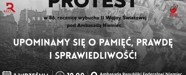 WARSZAWA | ZAPROSZENIE – 1.09  protest w 86. rocznicę  wybuchu II Wojny Światowej