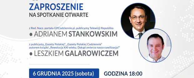 NOWY TARG | ZAPROSZENIE 6.12 – Spotkanie z Adrianem Stankowskim i Leszkiem Galarowiczem