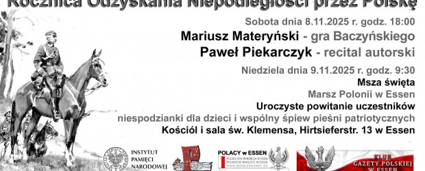 ESSEN (NIEMCY) | ZAPROSZENIE 8-9.11 – Obchody rocznicy odzyskania przez Polskę Niepodległości