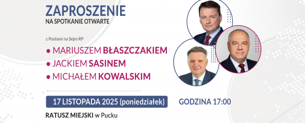 PUCK | ZAPROSZENIE 17.11 – Spotkanie z Mariuszem Błaszczakiem, Jackiem Sasinem i Michałem Kowalskim