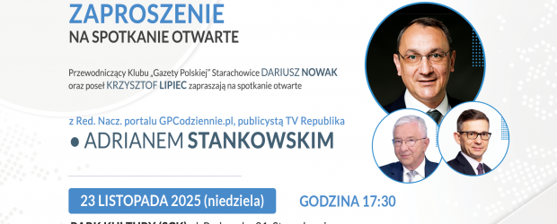 STARACHOWICE | ZAPROSZENIE 23.11 – Spotkanie z Adrianem Stankowskim