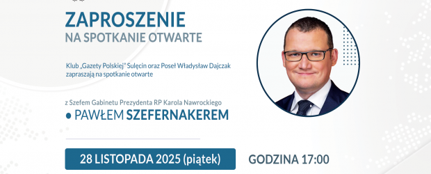 SULĘCIN | ZAPROSZENIE 28.11 – Spotkanie z P. Szefernakerem
