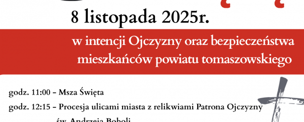 TOMASZÓW LUBELSKI | ZAPROSZENIE 8.11 – Msza Św. w intencji Ojczyzny i Procesja