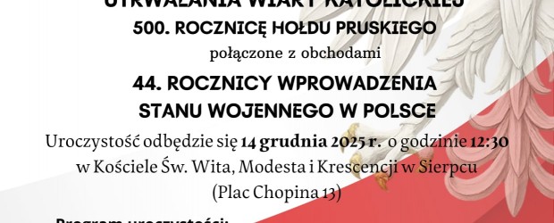 SIERPC | ZAPROSZENIE 14.12 – uroczyste odsłonięcie tablicy upamiętniającej