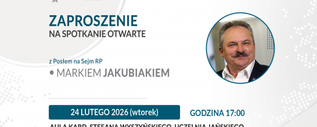ŁOMŻA | ZAPROSZENIE 24.02 – Spotkanie z Markiem Jakubiakiem