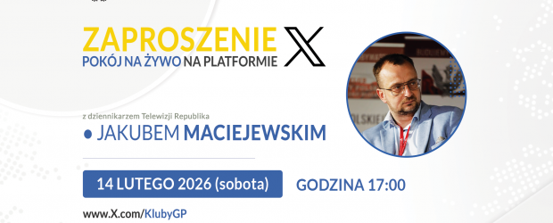 TWITTER/X | ZAPROSZENIE 14.02 Pokój na żywo z Jakubem Maciejewskim