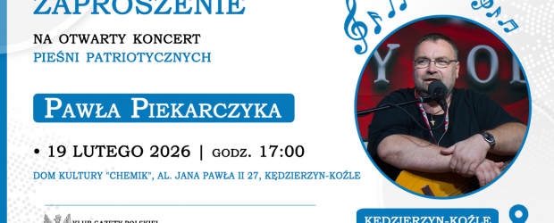 KĘDZIERZYN-KOŹLE | ZAPROSZENIE 19.02 – Spotkanie z Pawłem Piekarczykiem