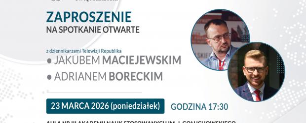 OSTROWIEC ŚW. | ZAPROSZENIE 23.03 – Spotkanie z Adrianem Boreckim i Jakubem Maciejewskim