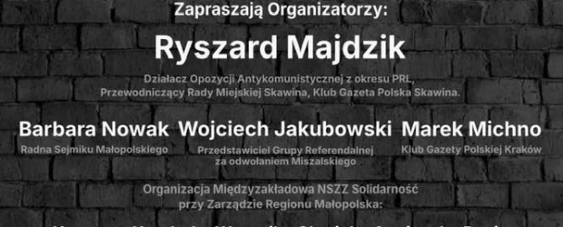 KRAKÓW | ZAPROSZENIE 11.05 – Wiec poparcia dla referendum przeciwko Miszalskiemu
