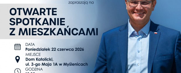 MYŚLENICE | ZAPROSZENIE 22.06 – Spotkanie z burmistrzem Miasta i Gminy Myślenice Jarosławem Szlachetka