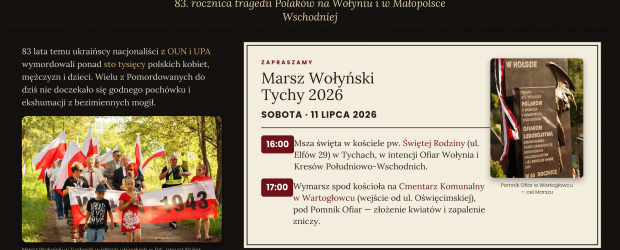 TYCHY | ZAPROSZENIE 11.07 – Marsz Wołyński upamiętniający Ludobójstwo Wołyńskie