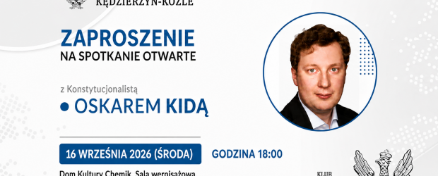 KĘDZIERZYN-KOŹLE | ZAPROSZENIE 16.09 – Spotkanie z Oskarem Kidą