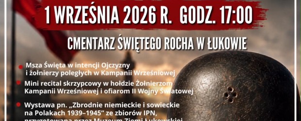 ŁUKÓW | ZAPROSZENIE 1.09 – Obchody 87. rocznicy wybuchu II wojny światowej