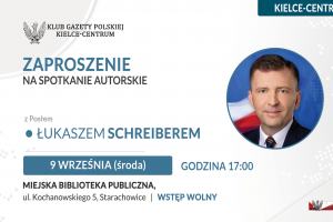 KIELCE-CENTRUM | ZAPROSZENIE 9.09 – Spotkanie autorskie z posłem Łukaszem Schreiberem, autorem książki pt. „Kobiety Republiki Rzymskiej” w Starachowicach