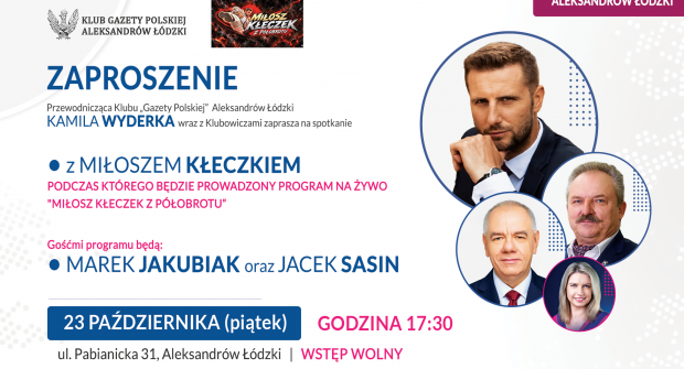 ALEKSANDRÓW ŁÓDZKI | ZAPROSZENIE 23.10 – Spotkanie z Miłoszem Kłeczkiem podczas którego prowadzony będzie program na żywo „Miłosz Kłeczek z półobrotu”