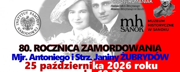 BRZOZÓW | ZAPROSZENIE 24-25.10 – Obchody 80. rocznicy śmierci Antoniego i Janiny Żubryów